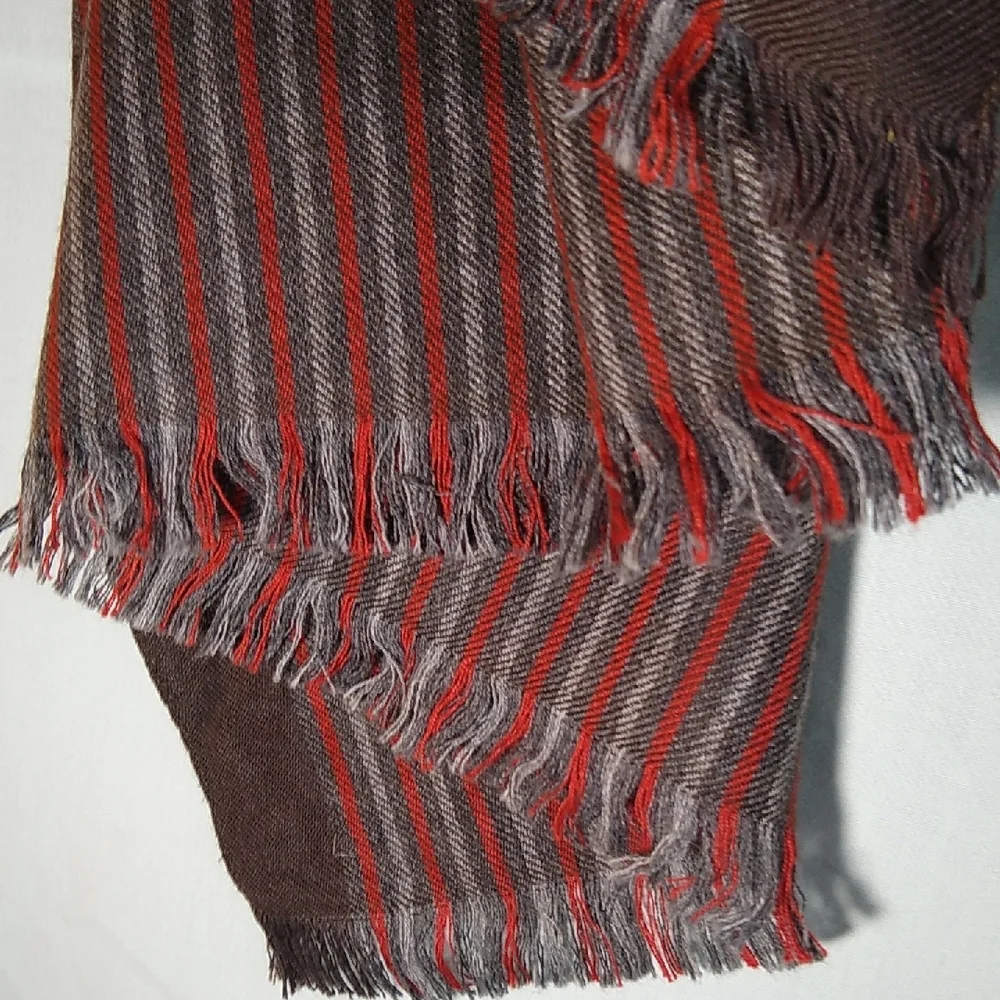 Banana Republic Red and Gray/Brown Striped Scarf